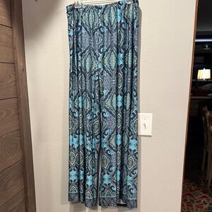 Love & Let Live Wide Leg Elegant Blue Patterned Dress Pants 3X